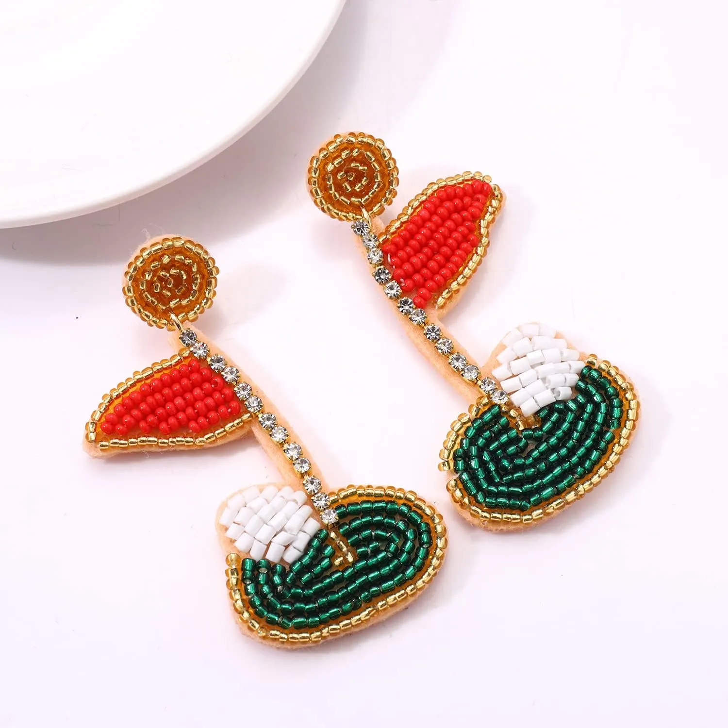 Beaded Football Earrings Handmade Cute Baseball Basketball Softball Soccer Teardrop Dangle Earrings Fun Play Ball Game Dangling Earrings Spring Summer Holiday Sport Party Favor Gift for Women Ladies