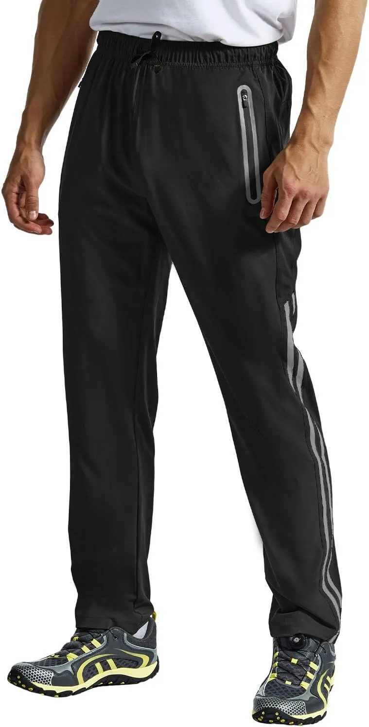BGOWATU Men's Sweatpants Zipper Pockets Lightweight Exercise Pants Running Workout Sports