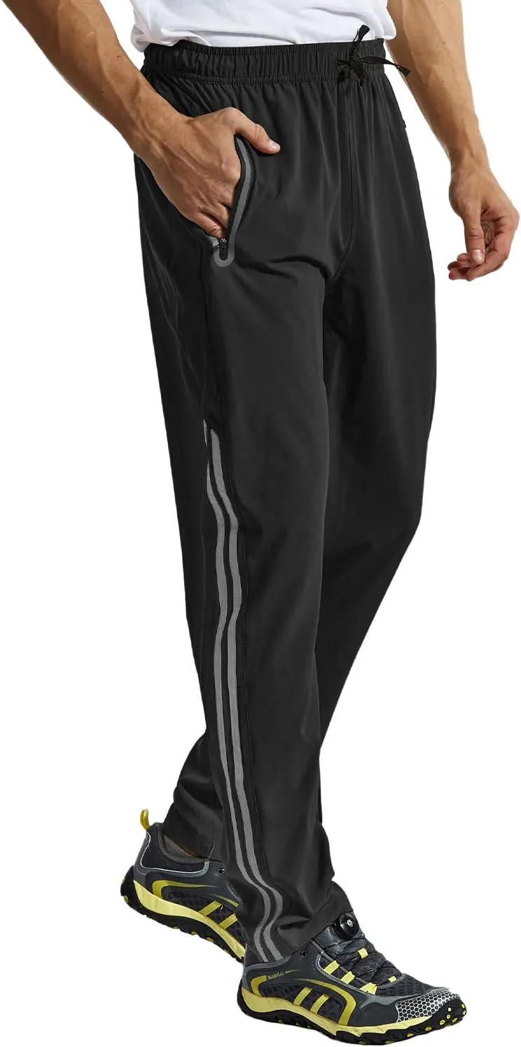 BGOWATU Men's Sweatpants Zipper Pockets Lightweight Exercise Pants Running Workout Sports