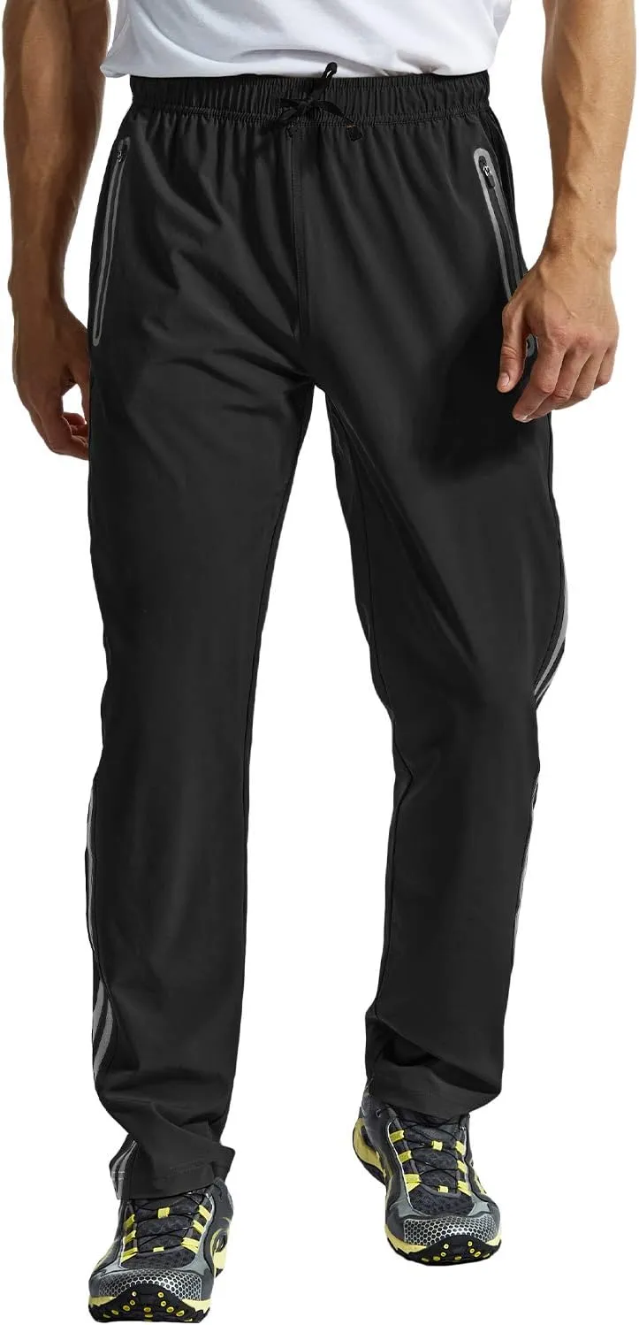 BGOWATU Men's Sweatpants Zipper Pockets Lightweight Exercise Pants Running Workout Sports