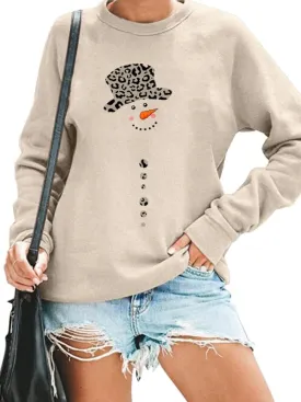 Christmas Sweatshirts for Women Cute Xmas Snowman Graphic Pullover Long Sleeve Christmas Tree Holiday Tops