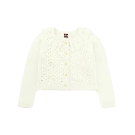 Collared Pointelle Cardigan