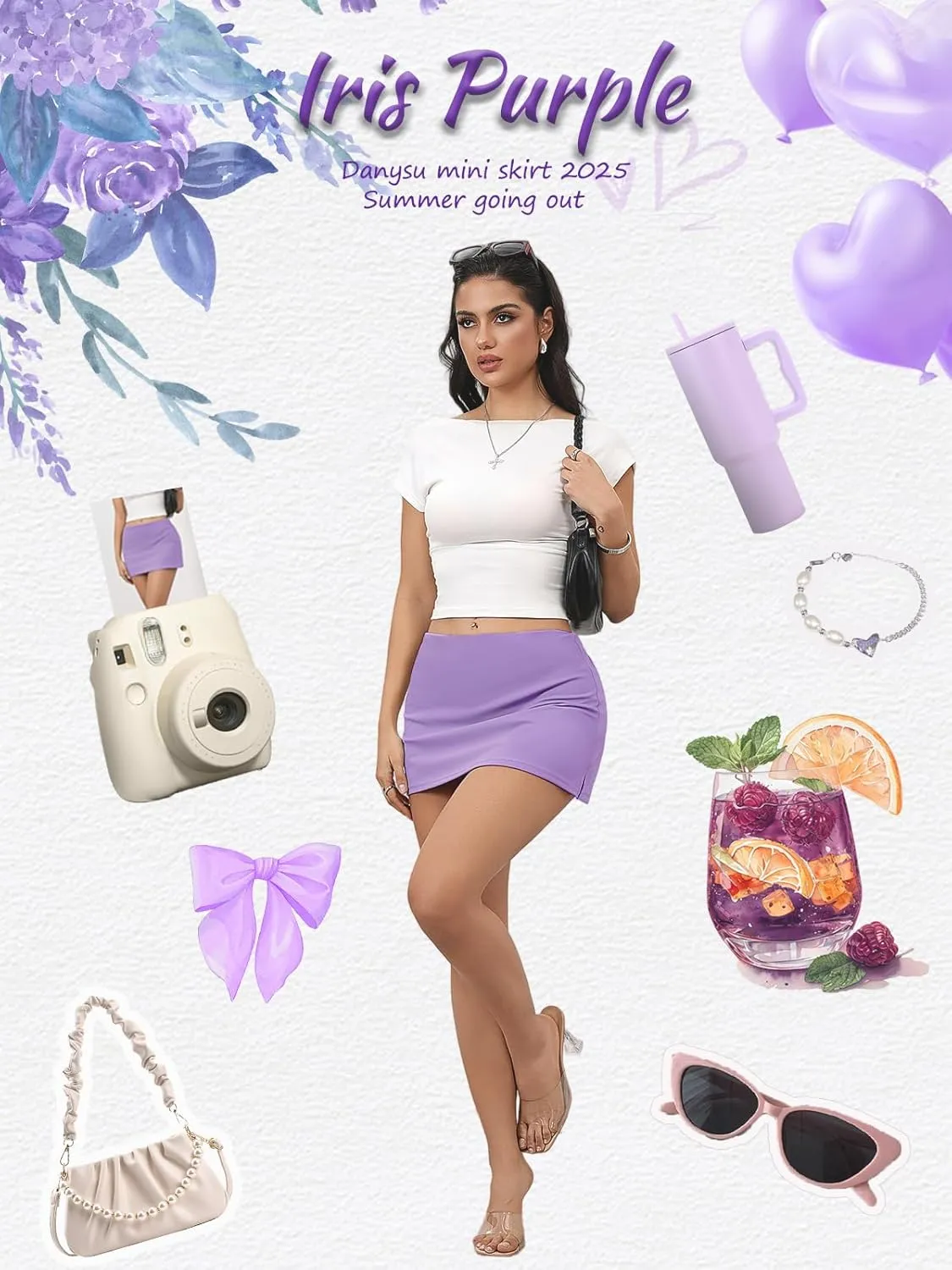 Danysu Stretchy Mini Skorts Mid Waist Skirt with Shorts Side Slit 2025 Sports Daily Going Out Outfits