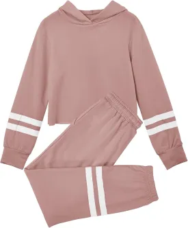 Girl's Sweatsuits Crop Tops Hoodies and Sweatpants Athletic Clothing Lounge Sets