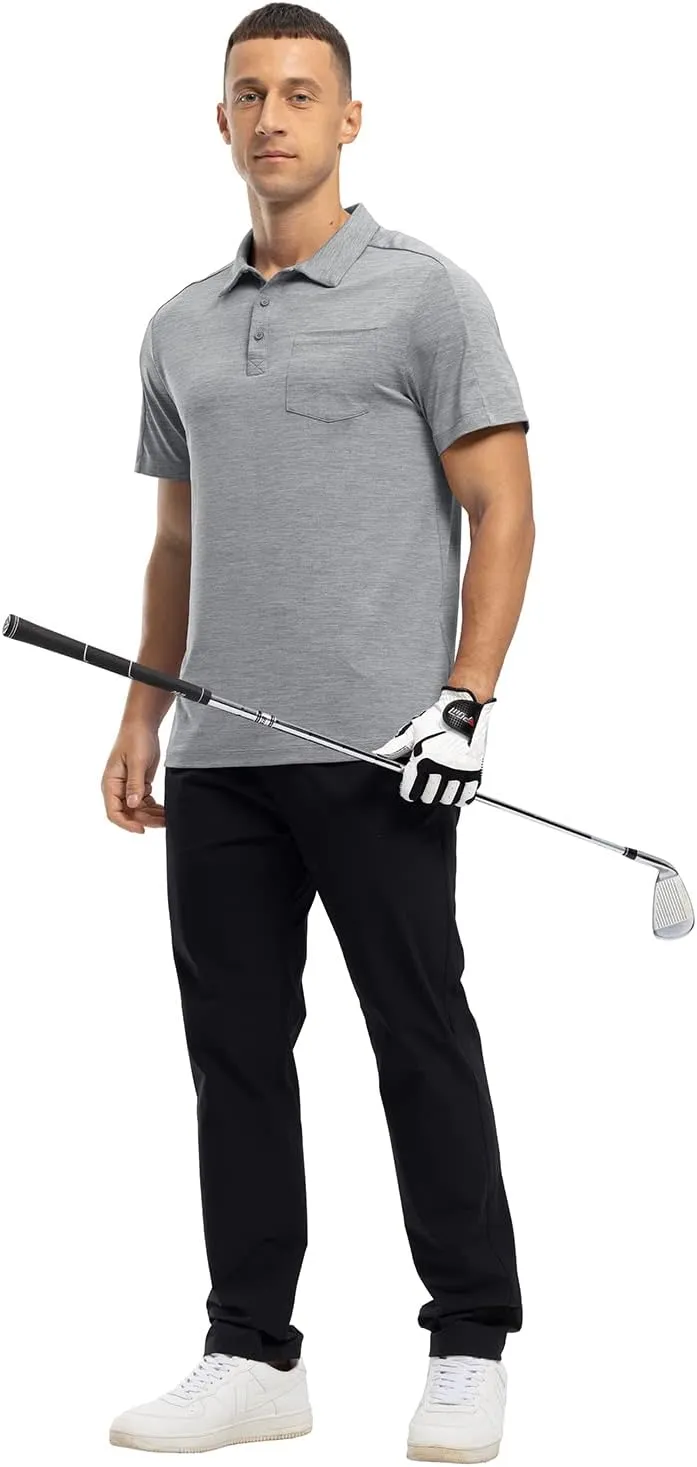 Gopune Men's Polo Shirts Short Sleeve Dry Fit Casual Sports Golf Collared Shirts with Pocket