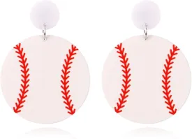 Handmade Lightweight Acrylic Football Baseball Rugby Basketball Dangle Drop Earrings for Women Jewelry Gift
