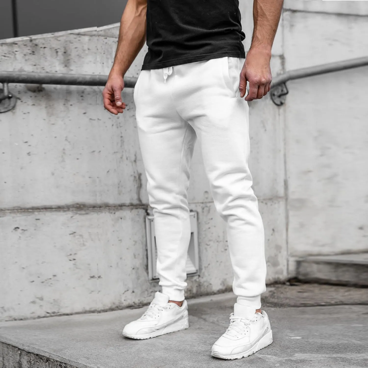 JIHUILAI Men's Sweatpants Fleece Active Workout Jogger Sweatpants for Men Running Gym with Pockets