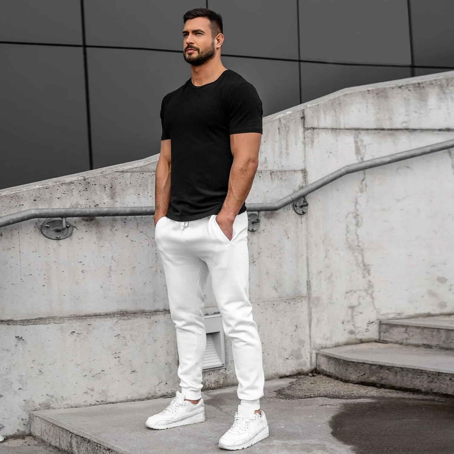 JIHUILAI Men's Sweatpants Fleece Active Workout Jogger Sweatpants for Men Running Gym with Pockets