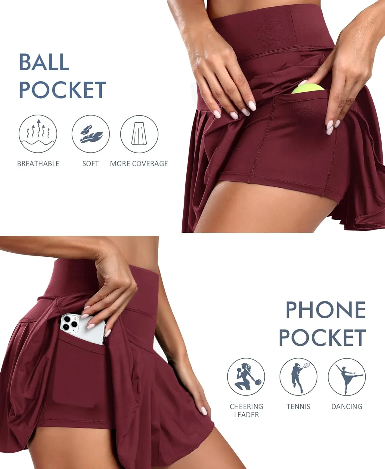 JoyGirl Pleated Tennis Skirt for Women with Shorts Athletic Golf Skort Workout Running Sports Skirts Skorts with Pockets
