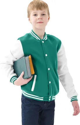 Kids Baseball Jackets Boys Girls Fit Varsity Jacket Casual Lightweight Plain Button Cardigan School Coat