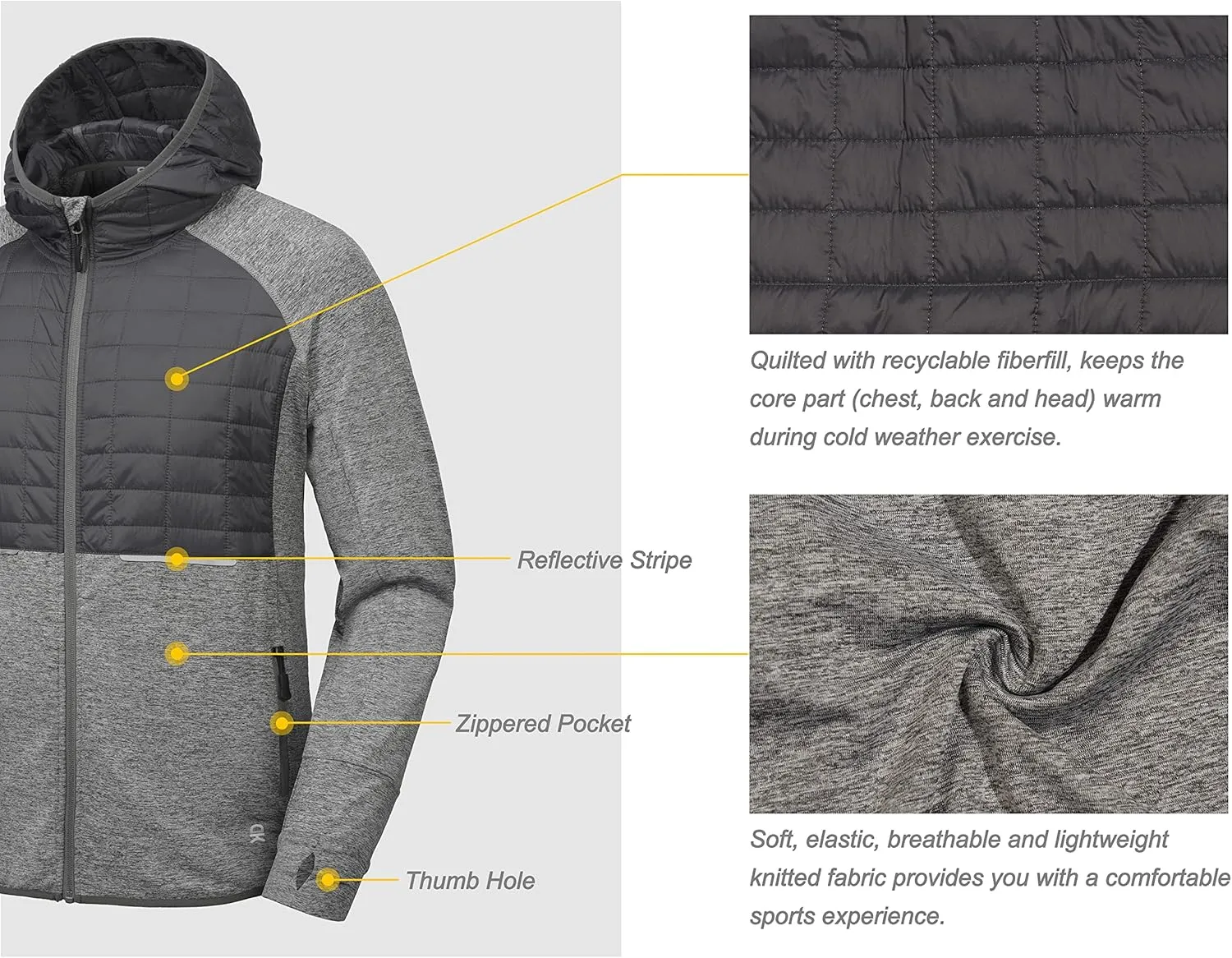 Little Donkey Andy Men's Lightweight Running Jackets Full Zip Hooded Sports Jacket for Winter Hiking Golf Casual
