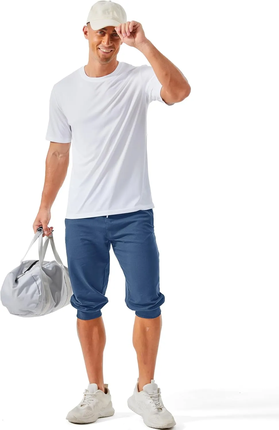 MAGCOMSEN Men's 3/4 Joggers Capri Pants with Zipper Pockets Slim Fit Training Running Workout Capri Joggers