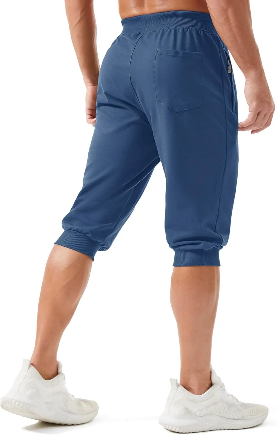 MAGCOMSEN Men's 3/4 Joggers Capri Pants with Zipper Pockets Slim Fit Training Running Workout Capri Joggers