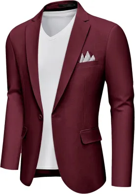 MAGE MALE Men's Slim Fit Blazer Jackets Suit One Button Lightweight Sport Coats Casual Blazer