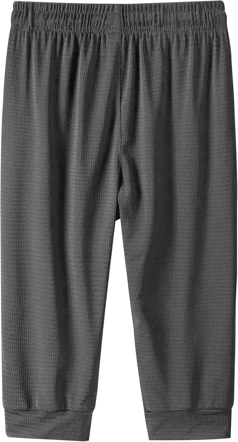 Men's Capri Pants 3/4 Long Jogger Sport Shorts,Workout/Gym/Yoga/Beach Shorts Quick Dry with Zipper Pockets