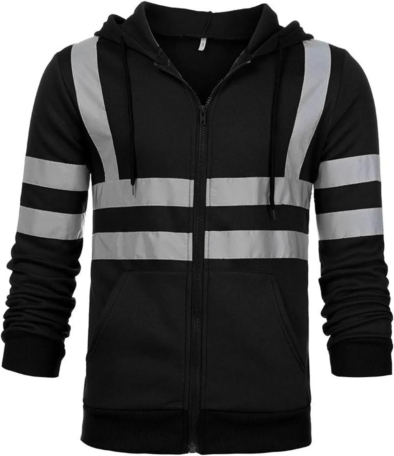Mens High Visibility Safety Jacket Reflective High Vis Construction Work Bomber Coats Zipper Hoodies Sweatshirt Jacket