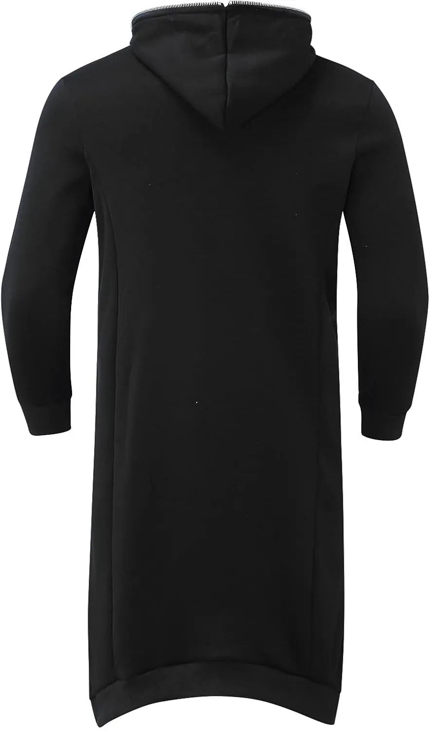 Men's Longline Hoodies Zip Up Dark Style Full Body Hooded Sweatshirts Casual Oversized Vintage Long Jacket with Pockets