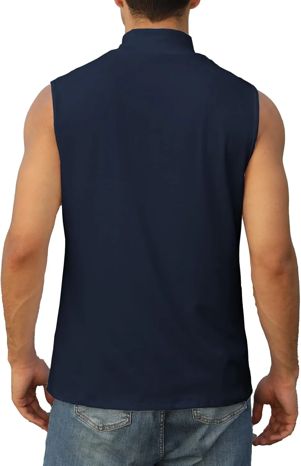 Mens Mock Turtleneck Tee Shirts Sleeveless Casual Basic Slim Fit Knitted Pullover Tank Tops