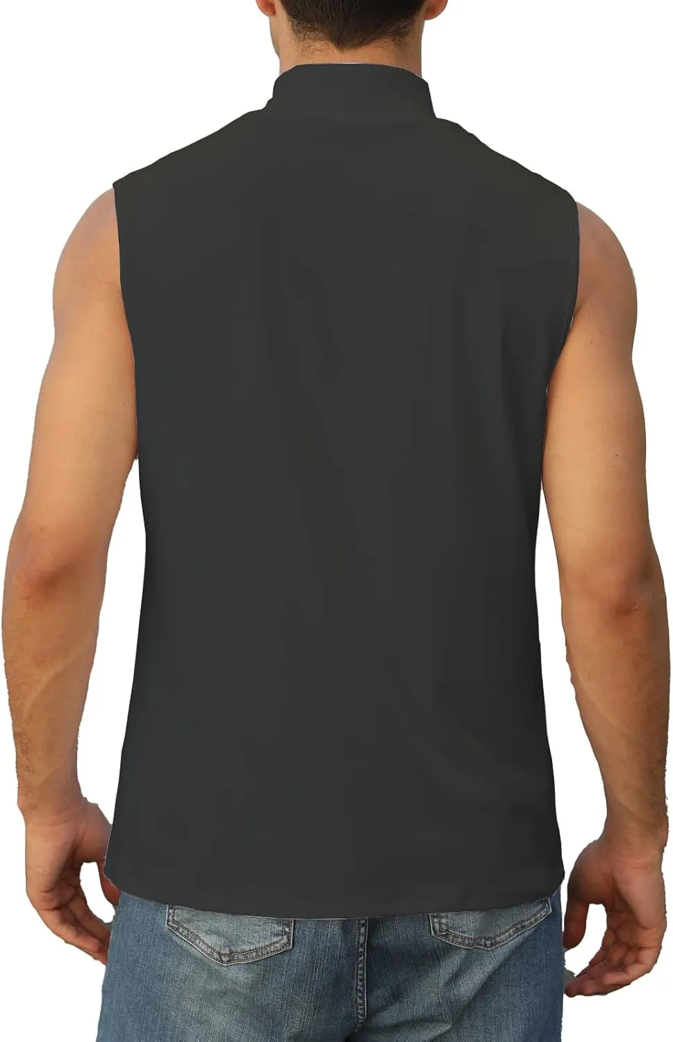 Mens Mock Turtleneck Tee Shirts Sleeveless Casual Basic Slim Fit Knitted Pullover Tank Tops