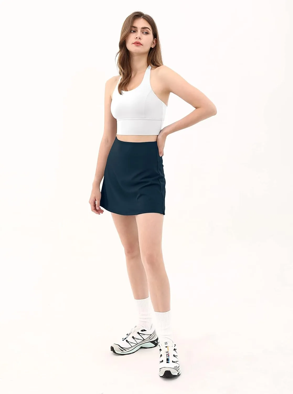 ODODOS Women's Athletic Tennis Skorts with Pockets Built-in Shorts Golf Active Skirts for Sports Running Gym Training