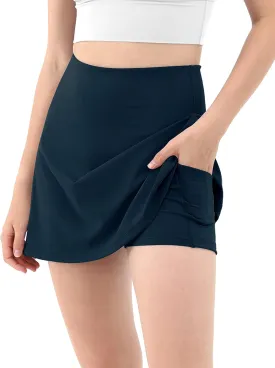 ODODOS Women's Athletic Tennis Skorts with Pockets Built-in Shorts Golf Active Skirts for Sports Running Gym Training