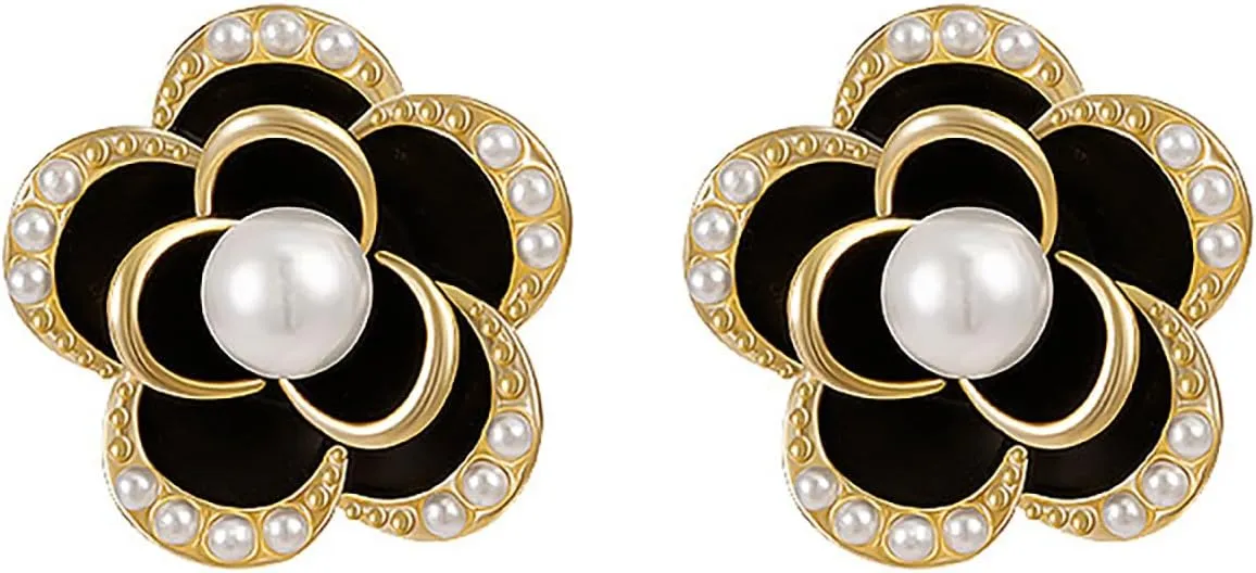 Pearl Earrings Elegant Black Earrings for Women for Daily Wear and Special Occasions