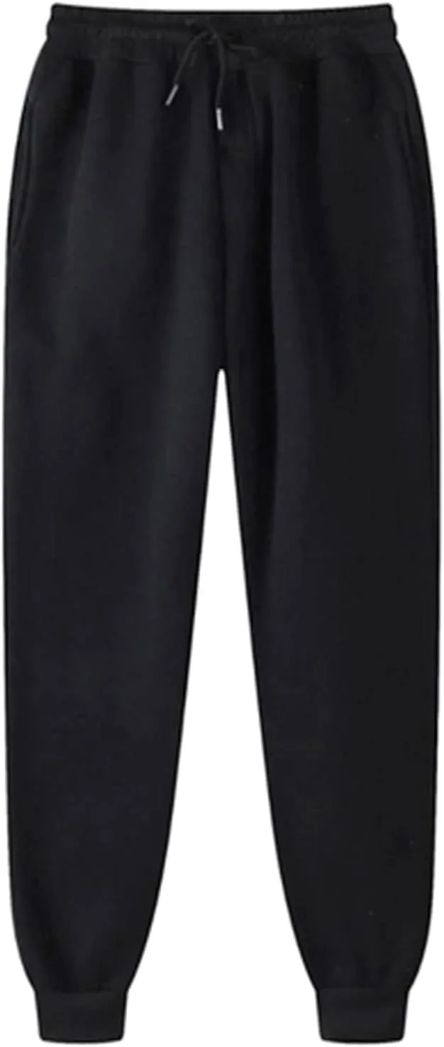 Plus Size Joggers for Women Elastic Waist Thick Casual Sweatpants Solid Athletic Workout Pants with Pockets