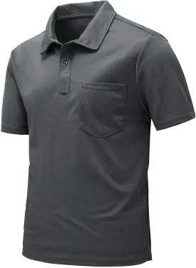Rdruko Men's Polo Shirts Short Sleeve Quick Dry Outdoor Golf Sports Shirts with Pocket