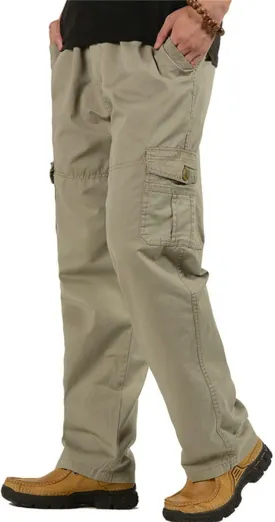 Sobrisah Men's Lightweight Pull on Casual Pants Full Elastic Waist Cargo Work Chef Pants Regular/Loose Fit Style Sweatpants