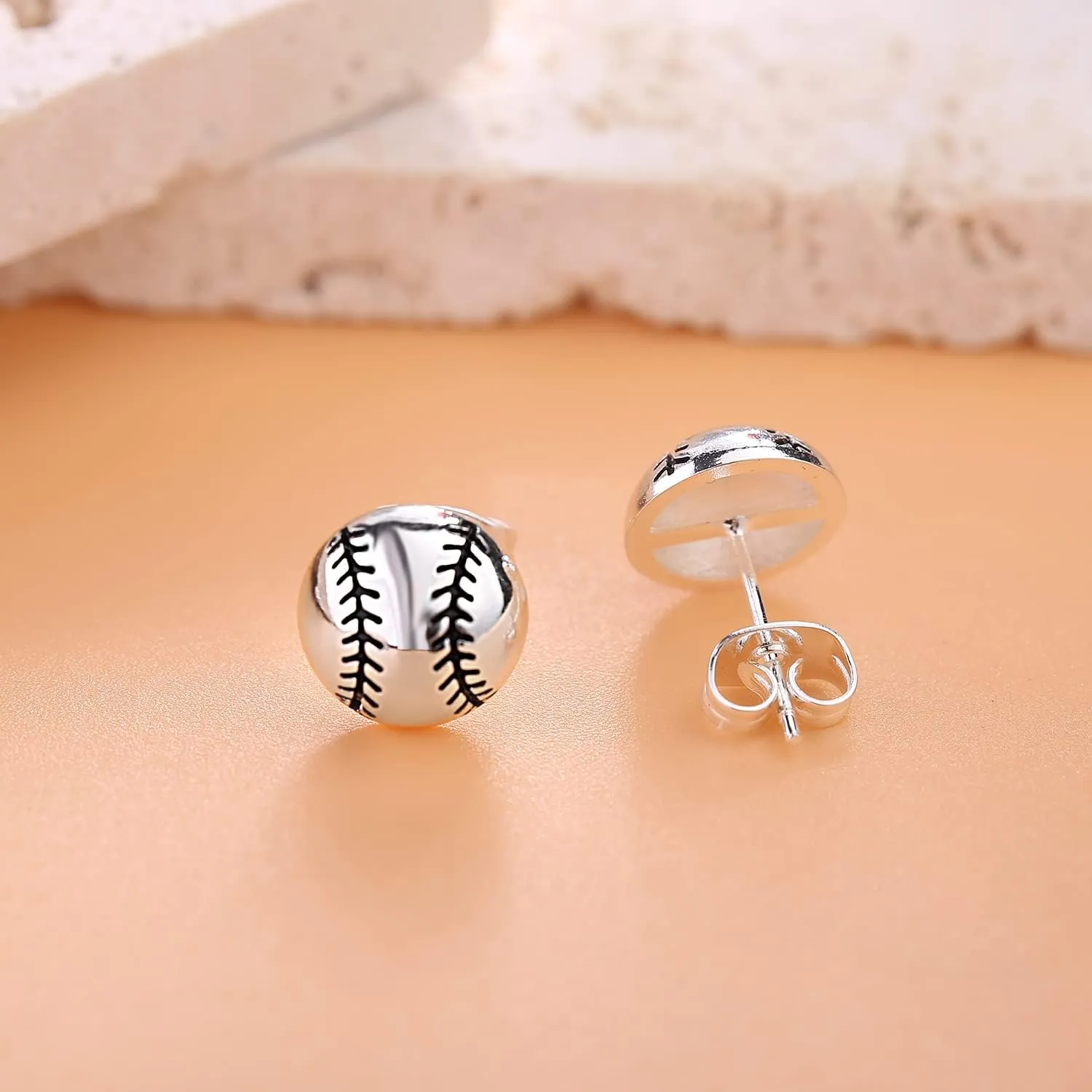 Sports Stud Earrings 925 Sterling Silver Football,Soccer,Basketball,Volleyball,Tennis,Baseball Earrings for Women Men Player Fan Gifts