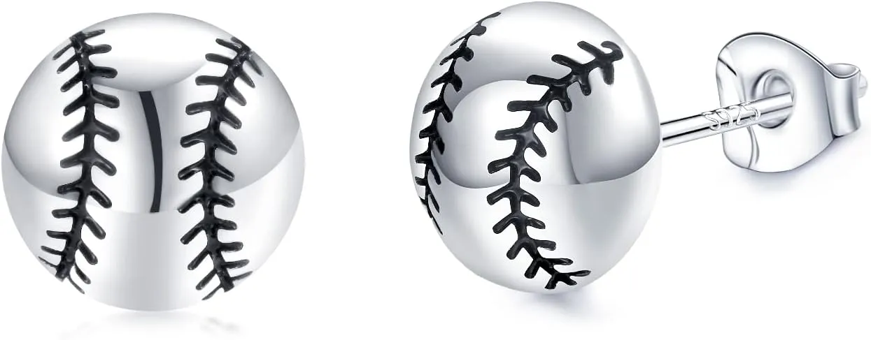 Sports Stud Earrings 925 Sterling Silver Football,Soccer,Basketball,Volleyball,Tennis,Baseball Earrings for Women Men Player Fan Gifts
