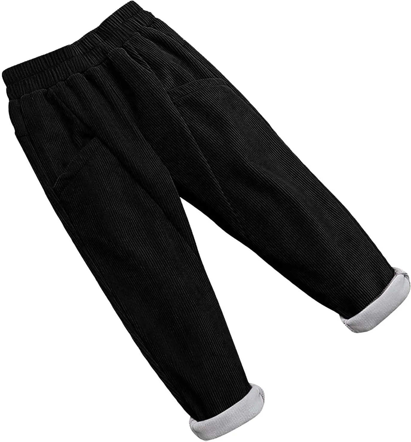 Toddler Kids Boys Girls Corduroy Pants Warm Fleece Lined Thick Pants Pull On Elastic Waist Jogger Sweatpants