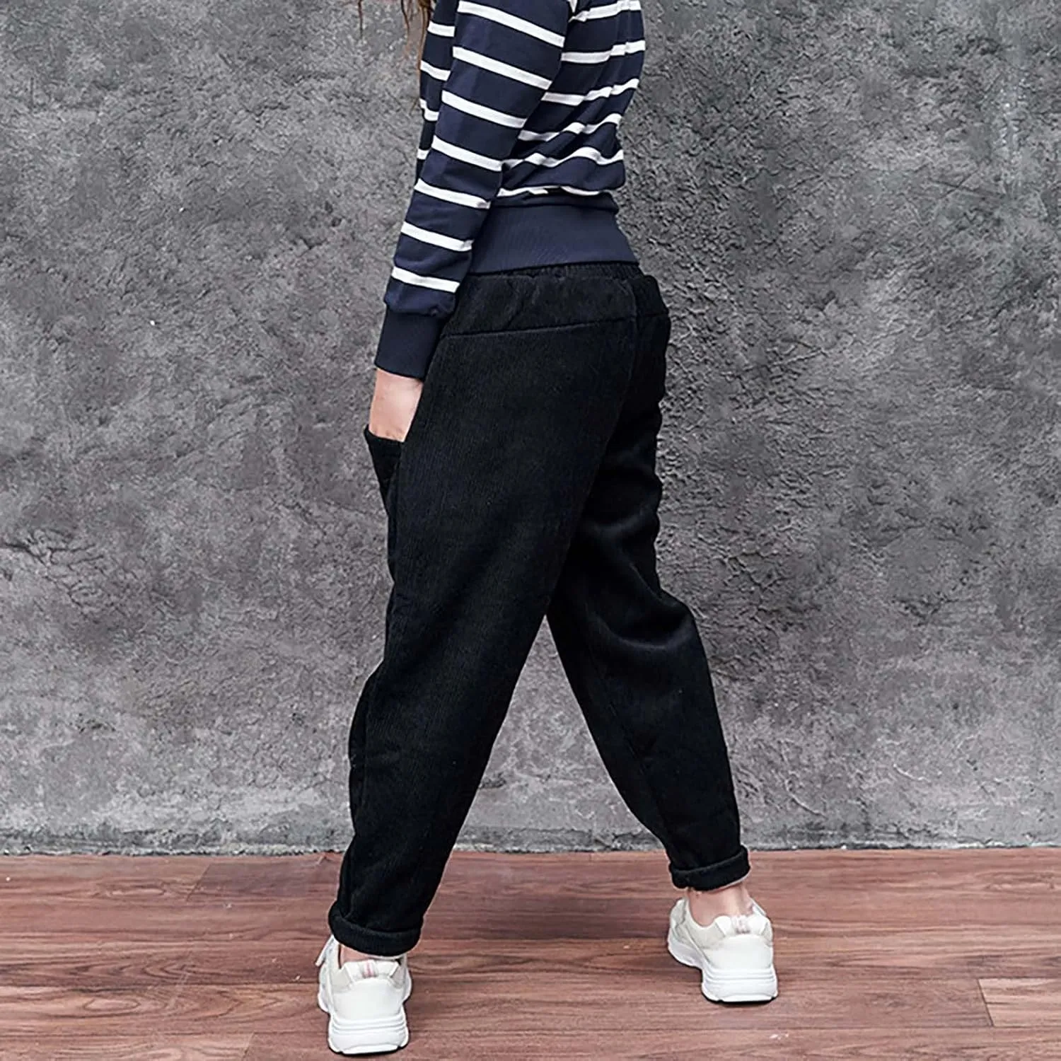 Toddler Kids Boys Girls Corduroy Pants Warm Fleece Lined Thick Pants Pull On Elastic Waist Jogger Sweatpants