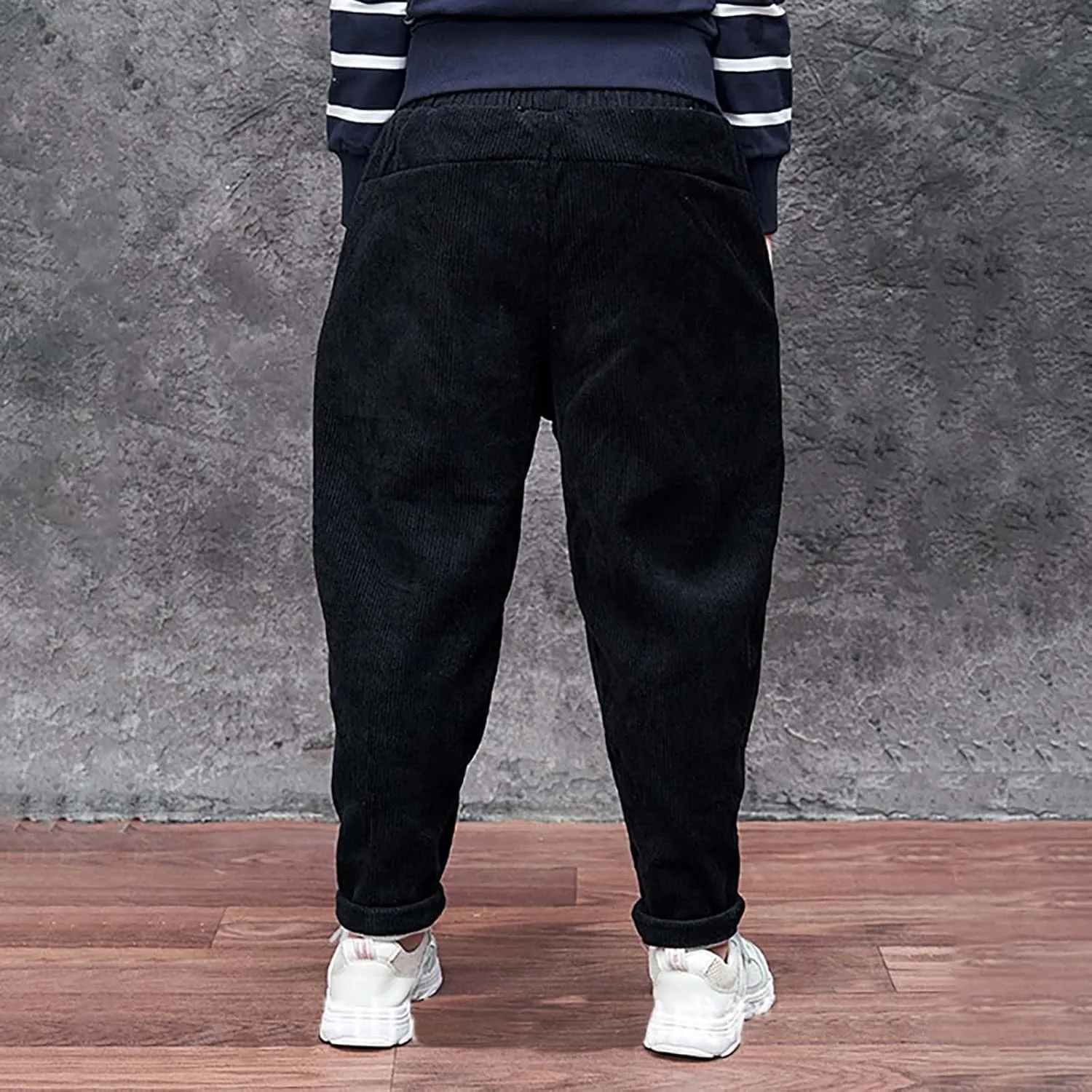 Toddler Kids Boys Girls Corduroy Pants Warm Fleece Lined Thick Pants Pull On Elastic Waist Jogger Sweatpants