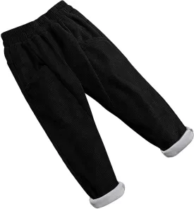 Toddler Kids Boys Girls Corduroy Pants Warm Fleece Lined Thick Pants Pull On Elastic Waist Jogger Sweatpants