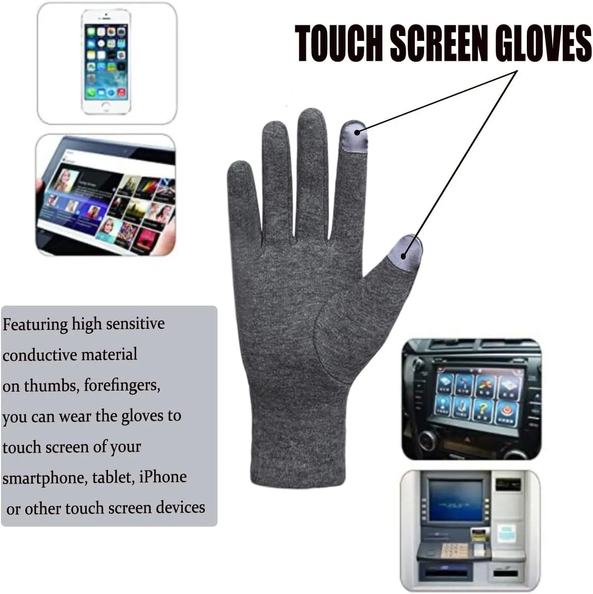 Tomily Womens Touch Screen Phone Fleece Windproof Gloves Winter Warm Wear
