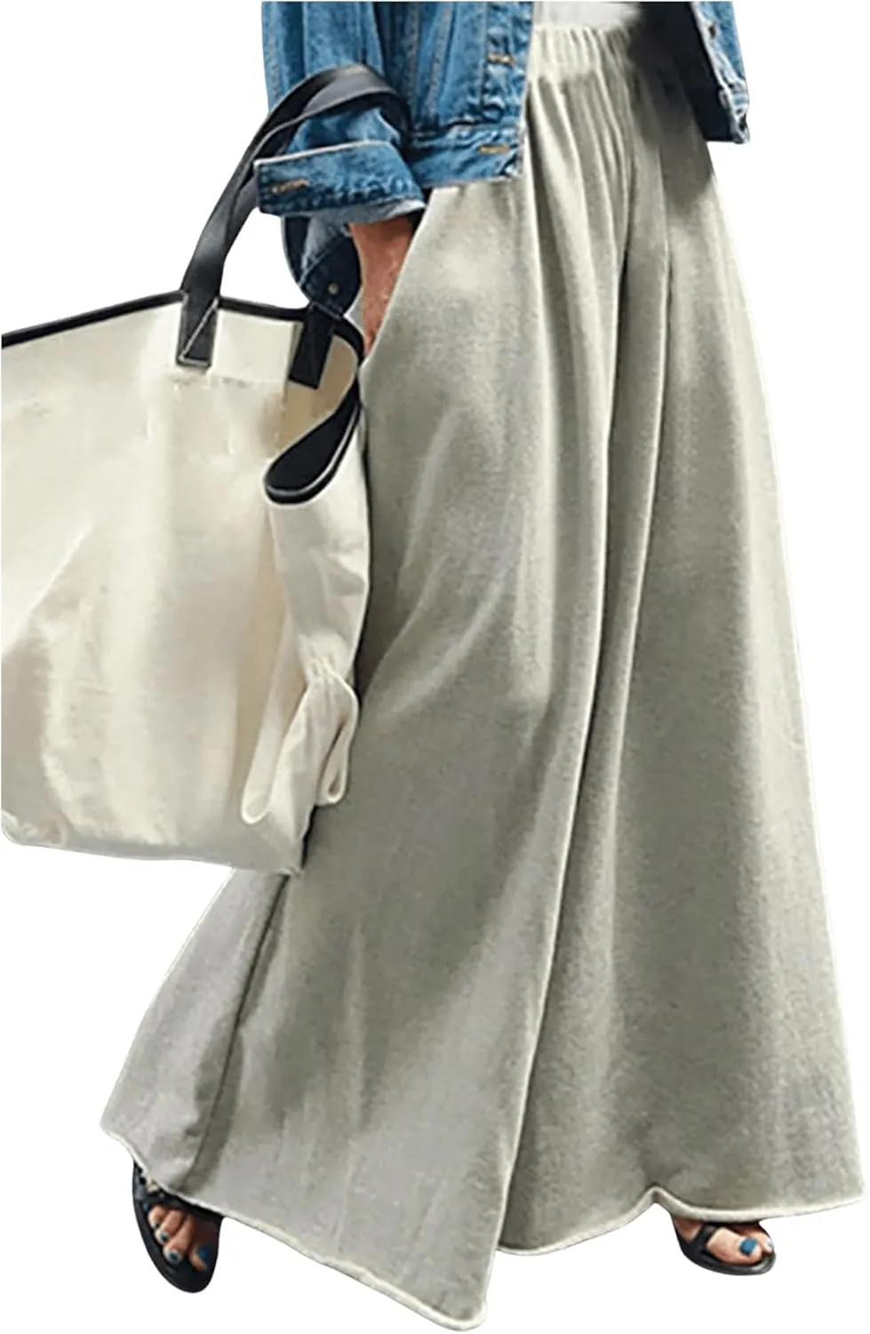 Women's Wide Leg Sweatpants High Elastic Waist Flowy Palazzo Pants Loose Baggy Pants Bottoms