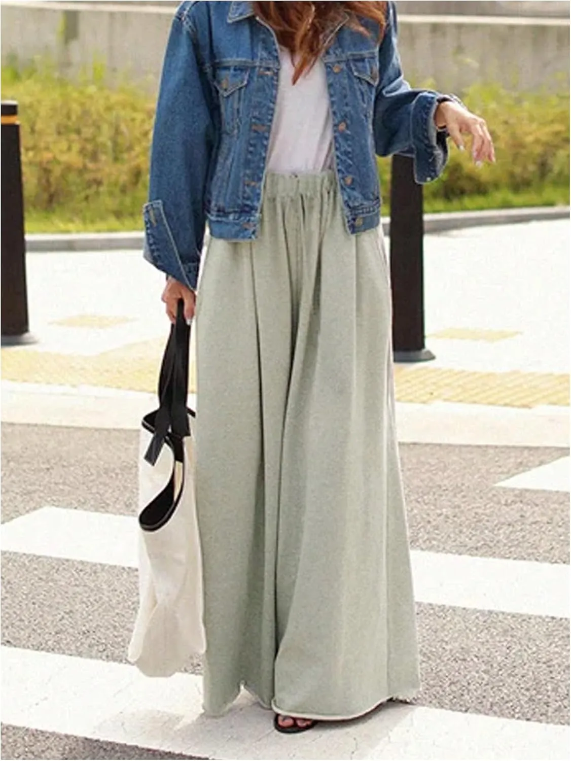 Women's Wide Leg Sweatpants High Elastic Waist Flowy Palazzo Pants Loose Baggy Pants Bottoms