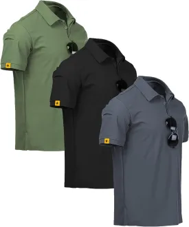 ZITY 3 Pack Mens Polo Shirt Short Sleeve Sports Performance Business Casual Golf Shirts for Men Collared Tactical T-Shirts